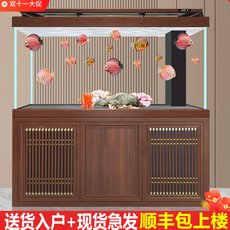 鱼缸客厅2025新款龙鱼缸底过滤森轻奢至臻鱼缸客厅大型家用屏风