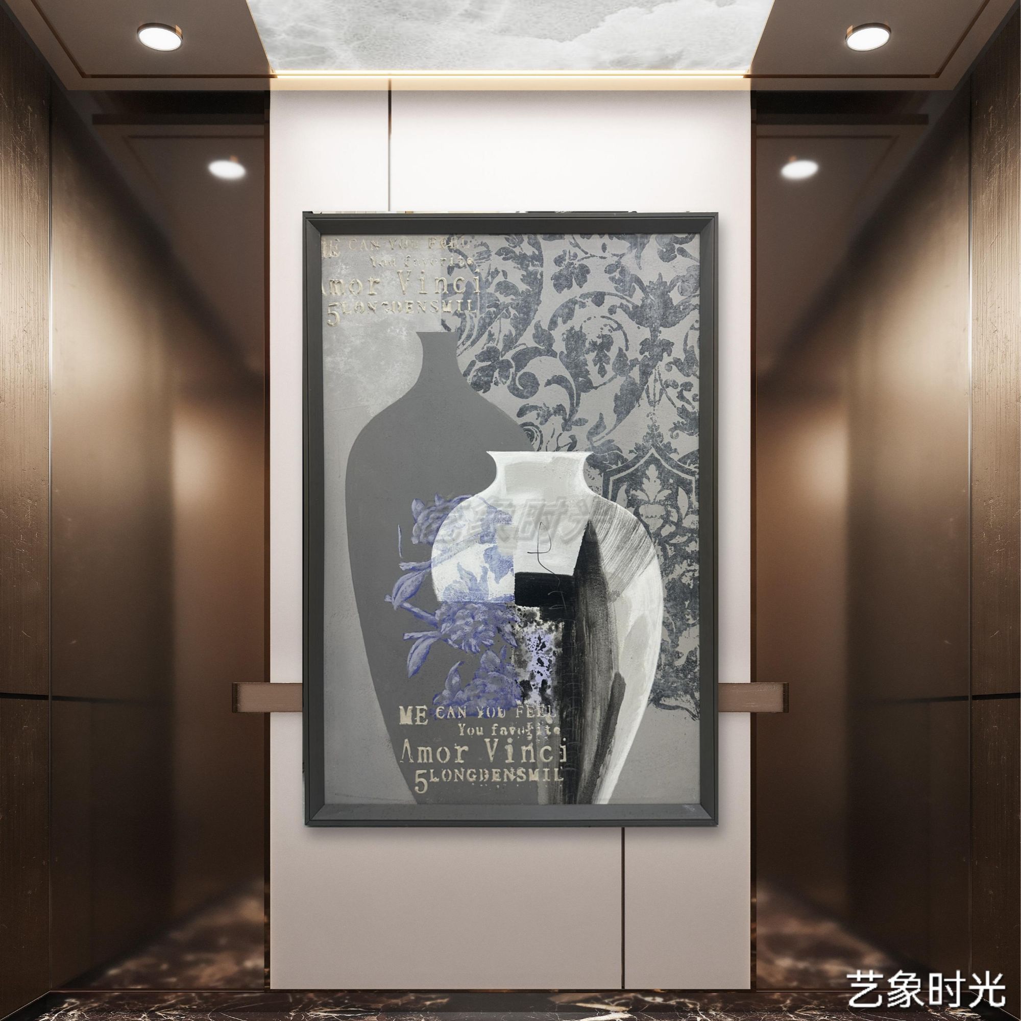 【青花瓷】纯手绘写意油画客厅办公室沙发背景墙装饰挂画