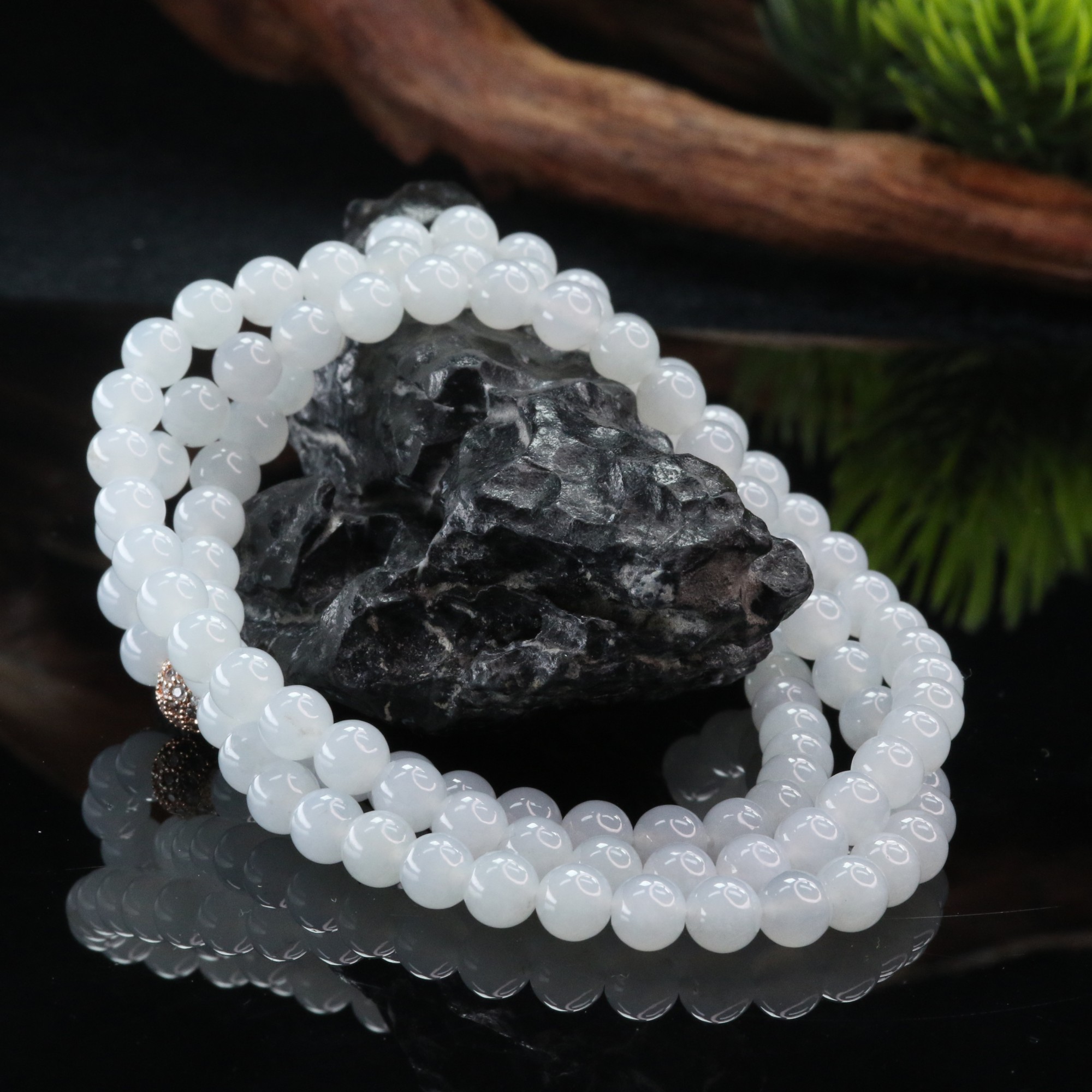 lot7天然缅甸翡翠A货冰珠链/400175保利厦门拍卖