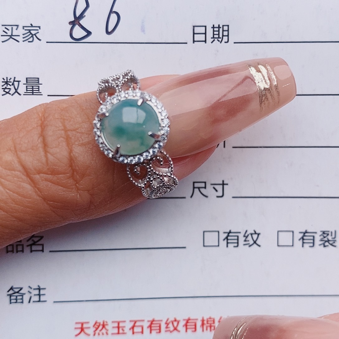 翡翠戒指银S925镶嵌戒指