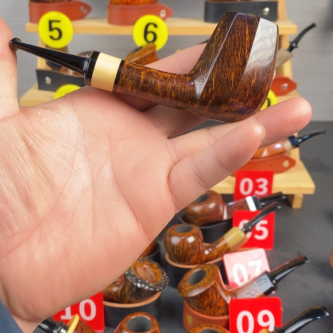 m***蓝石楠木手工烟斗八方来财