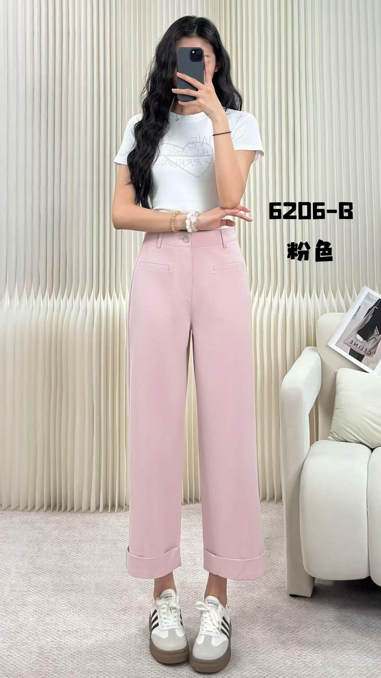 6206款含有莱赛尔面的休闲百搭直筒阔腿裤薄款宽松女款高腰垂感