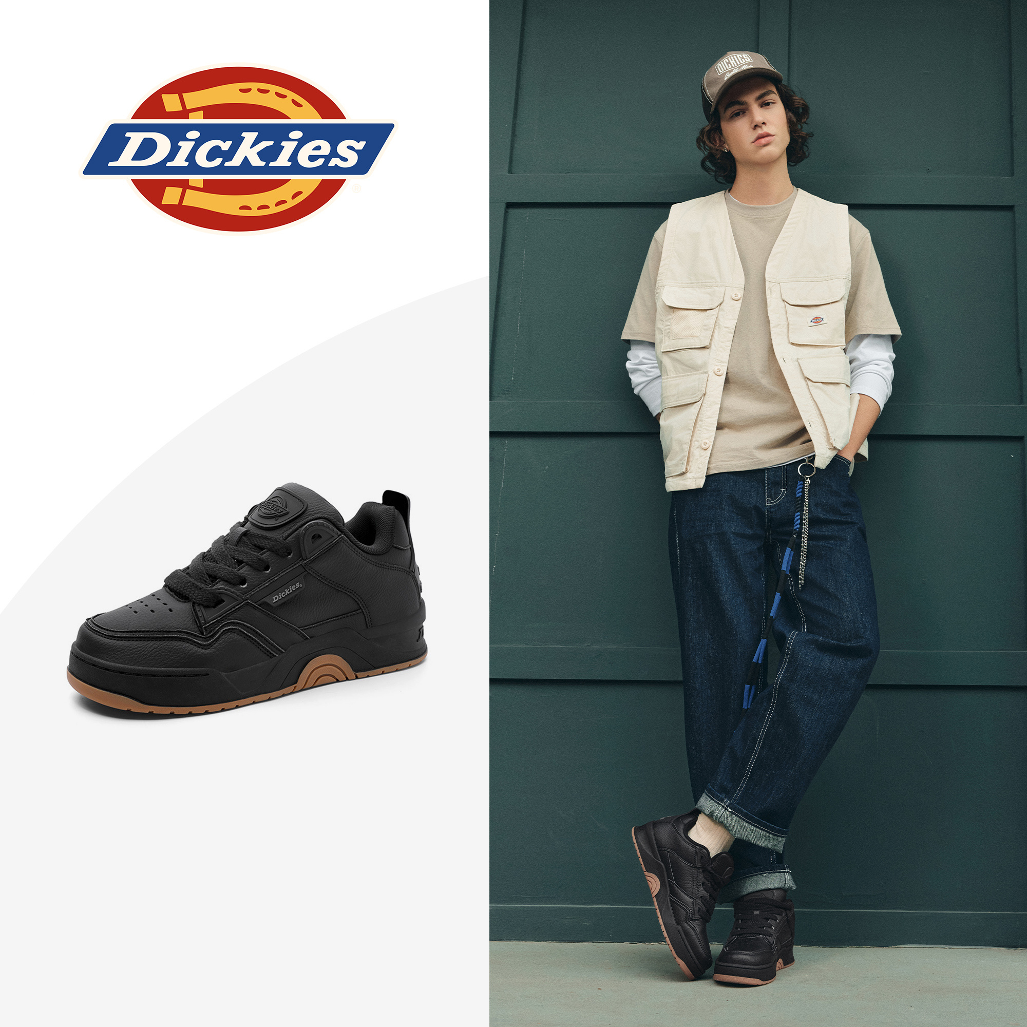【田嘉瑞同款】Dickies板鞋男鞋2025秋季休闲鞋男百搭厚底鞋子情侣