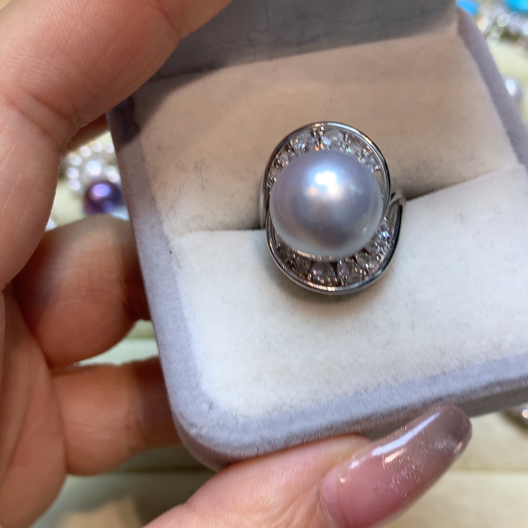 海水珍珠戒指银S925镶嵌
