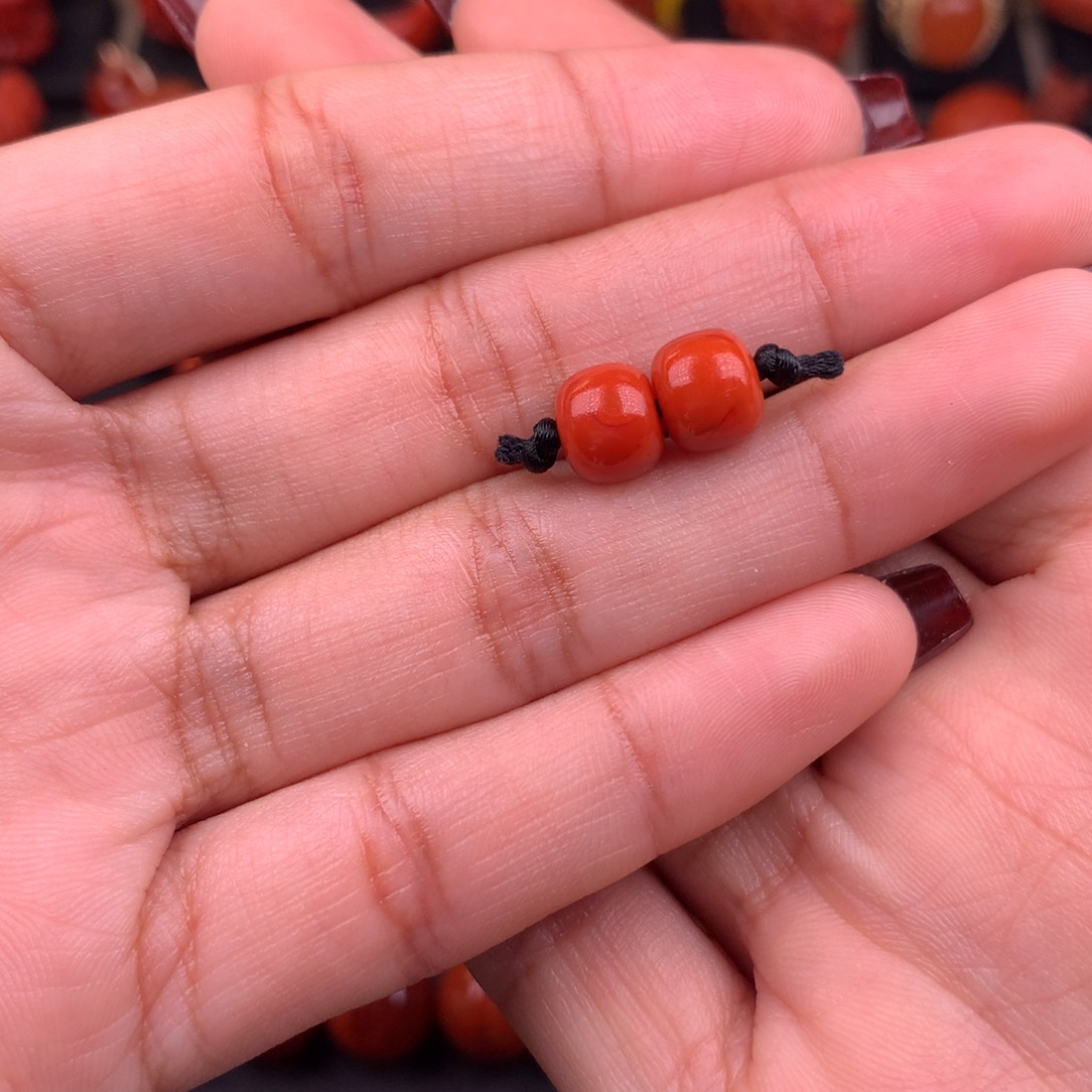 南红玛瑙未镶嵌老型对珠8+