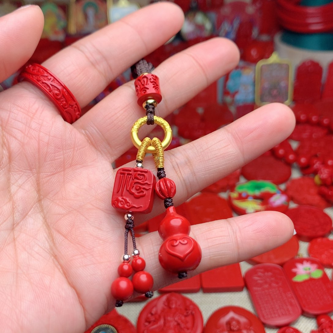 天然辰砂工艺品朱砂钥匙扣