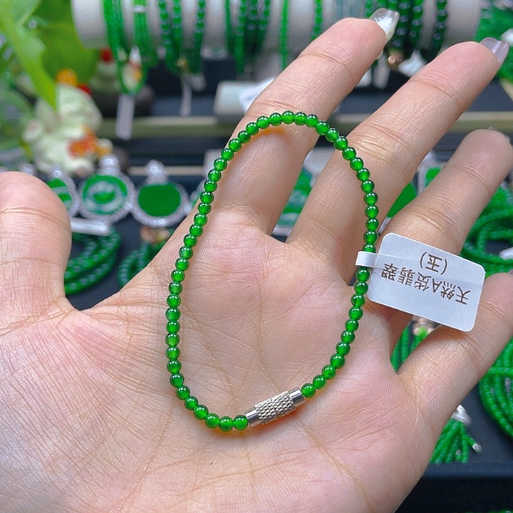 翡翠手链未镶嵌微***Q圆珠手链3