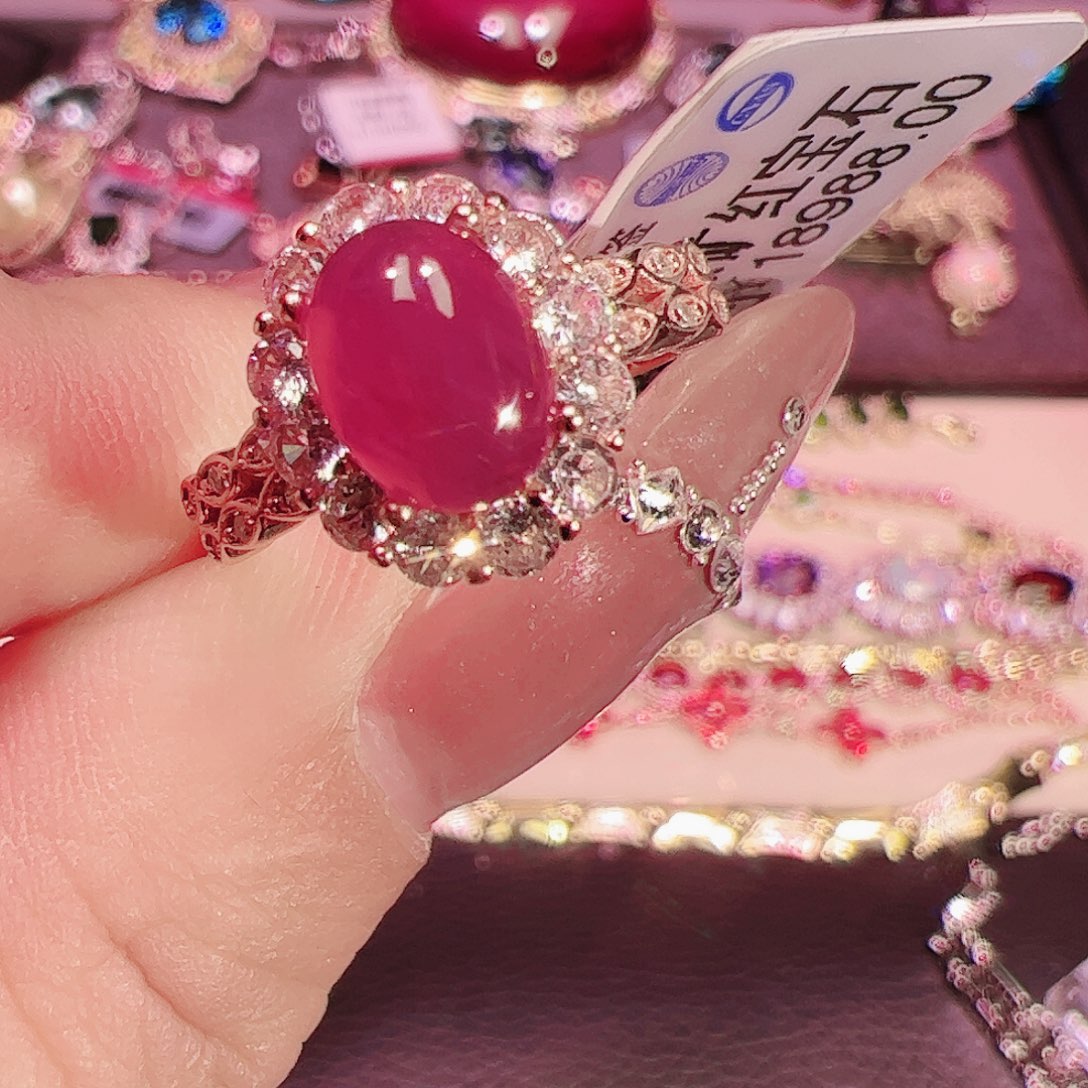 红宝石戒指银S925镶嵌