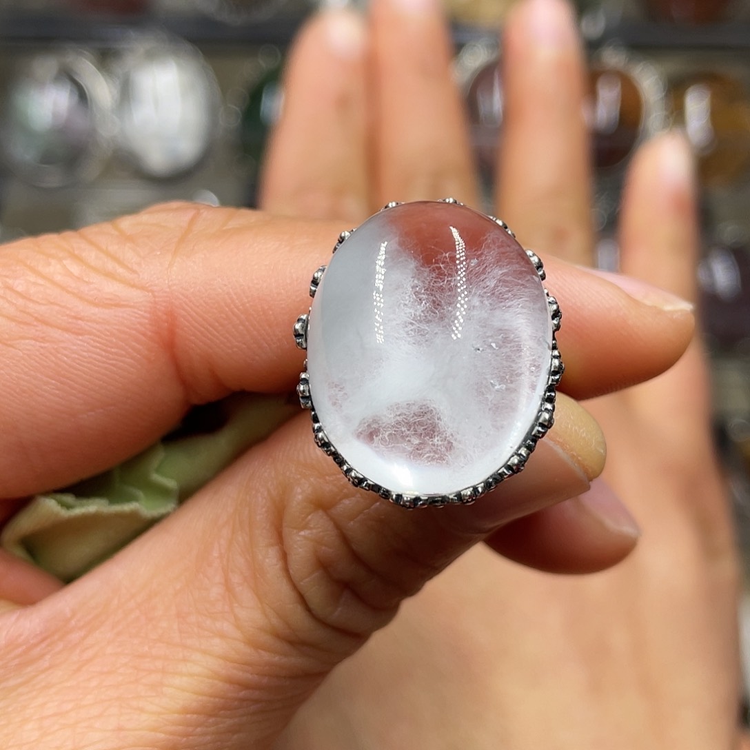 【闪购商品】水晶珠宝半成品银S925镶嵌戒指