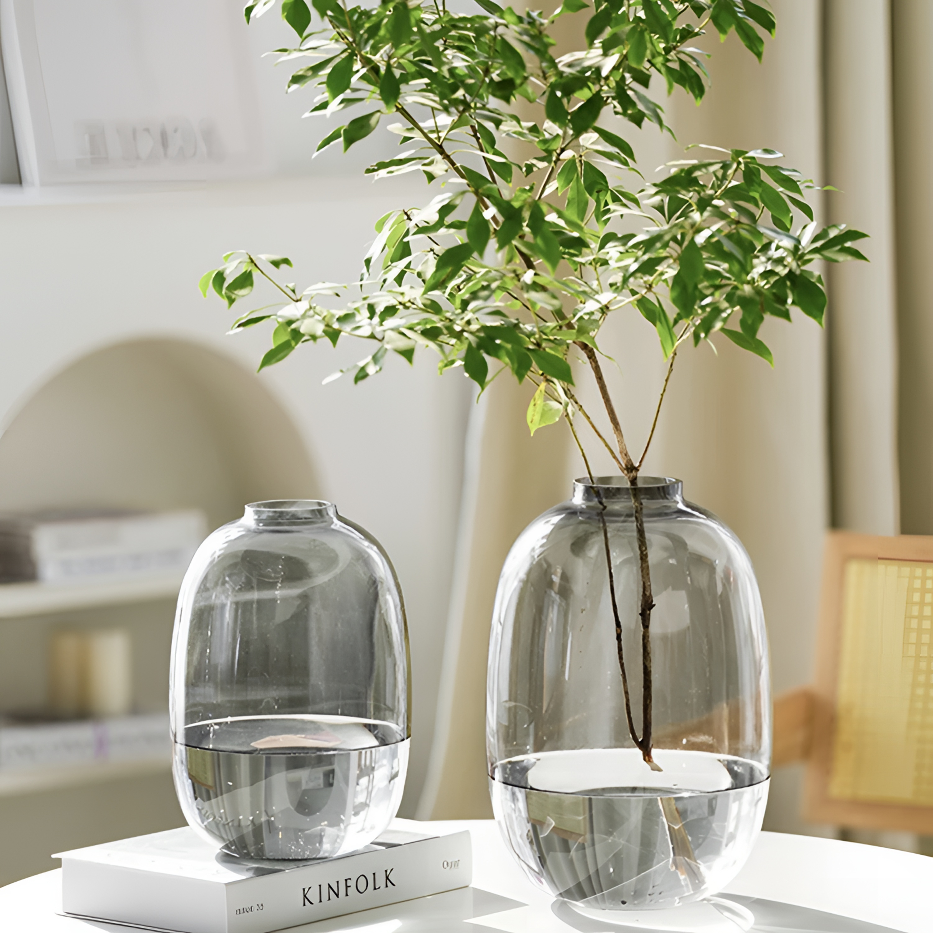 网红轻奢喜悦大肚简约透明玻璃花瓶摆件水养马醉木雪柳高端ins风