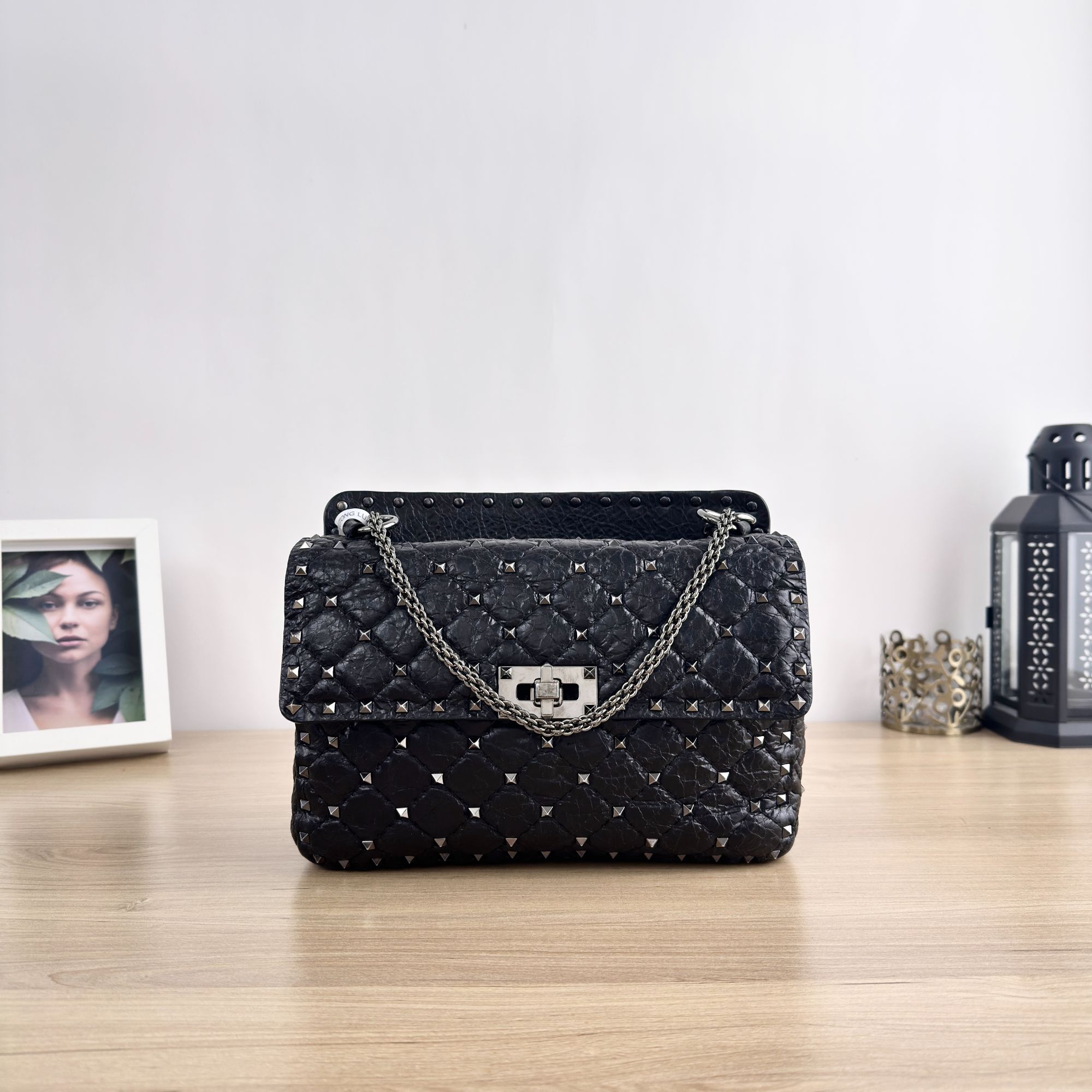 95新 Valentino/华伦天奴 铆钉装饰手提单肩包/4134