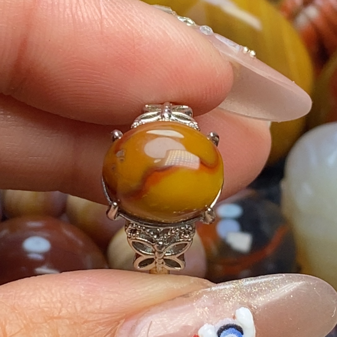 玛瑙/玉髓戒指合金战国红