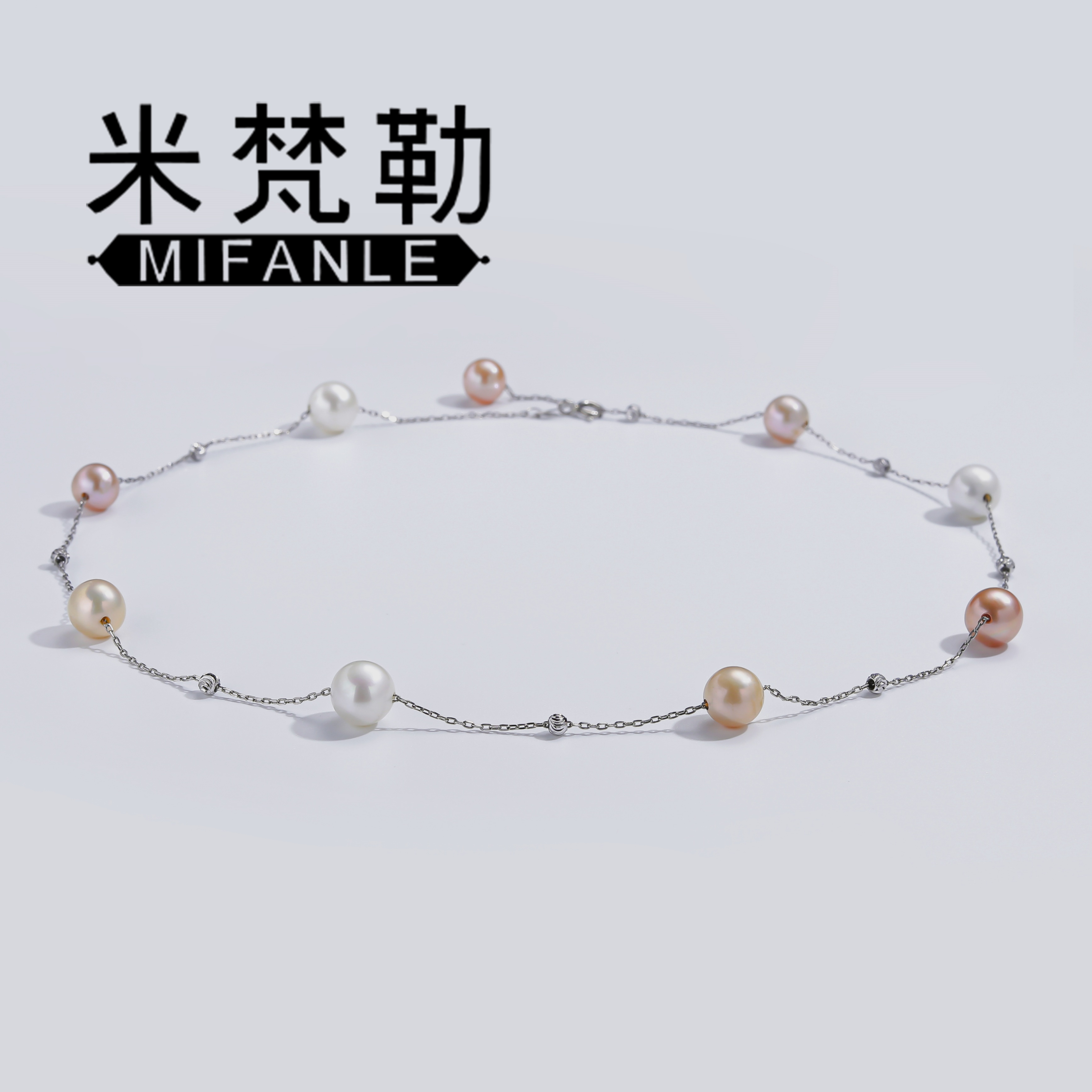 7-8mm满天星天然淡水无核珍珠项链糖果色锁骨项链百搭混彩项链