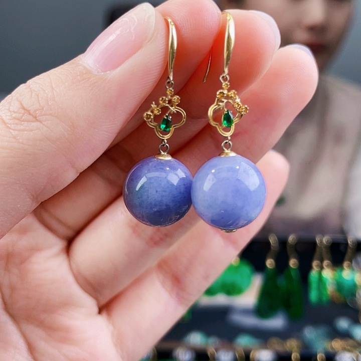 翡翠耳饰18K金镶嵌饰品