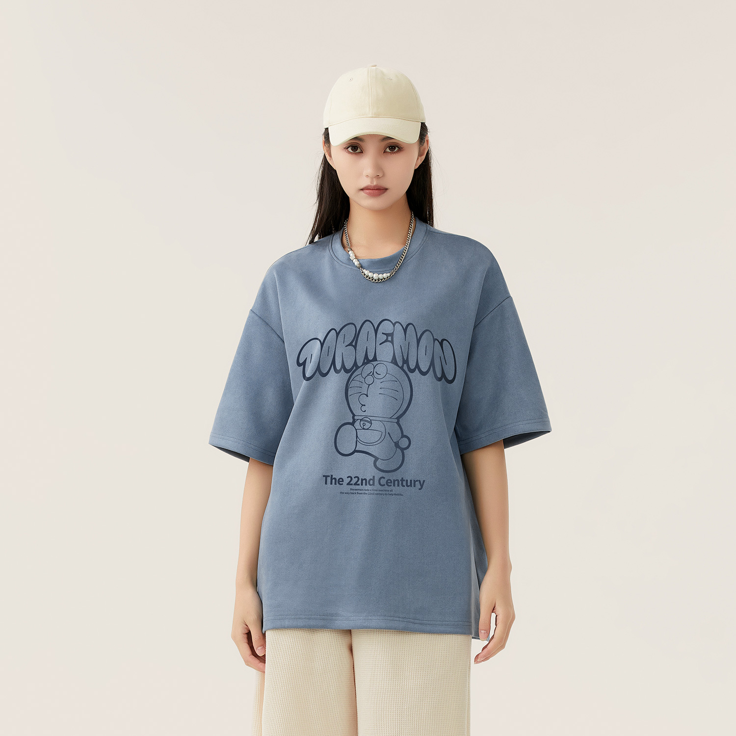 哆啦A梦短袖T恤夏季休闲宽松设计感时尚32564D