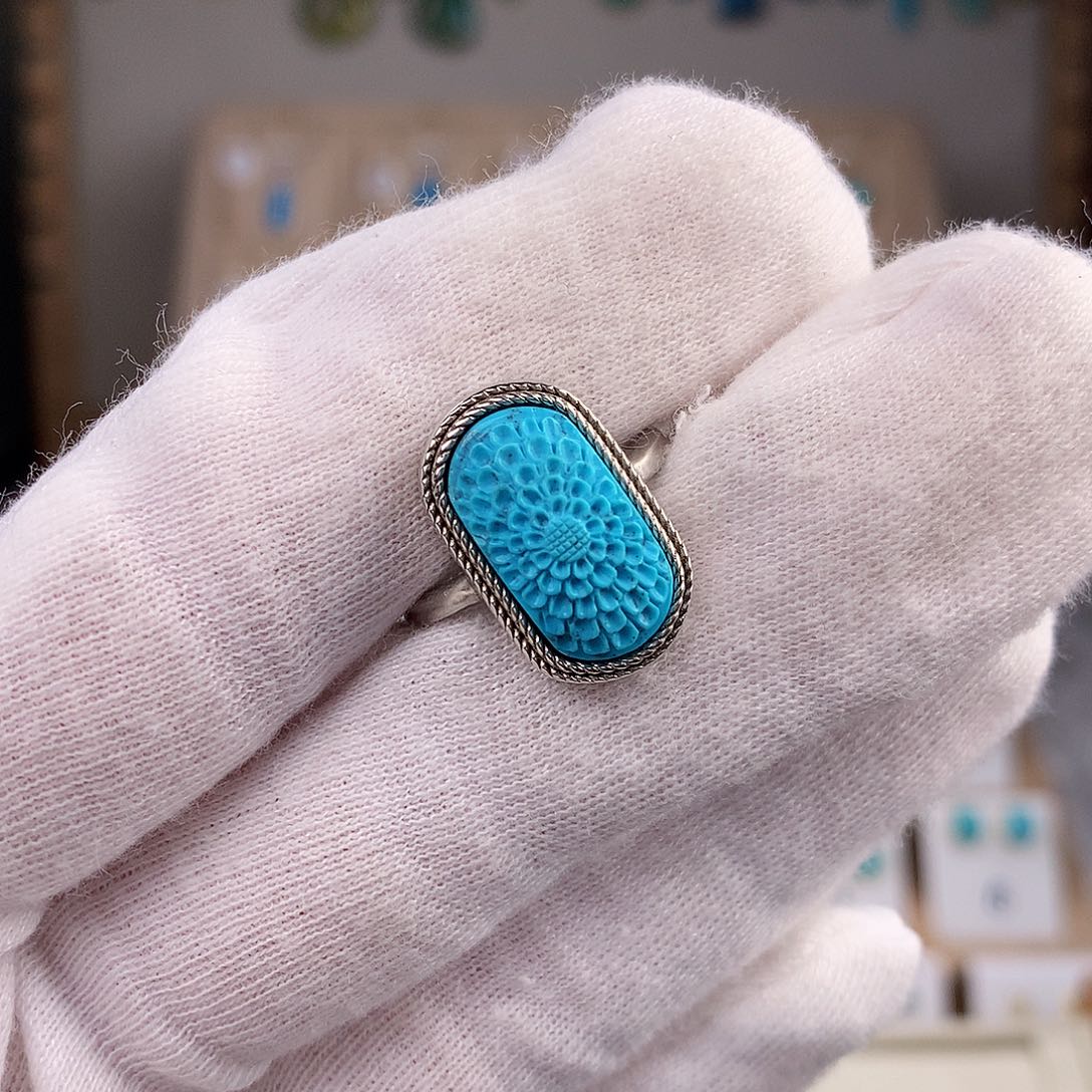 绿松石戒指银S925镶嵌