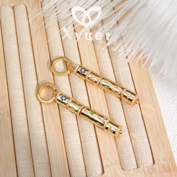 铜合金合成锆石耳饰 Xyuer谢雨儿星月图腾立体耳环