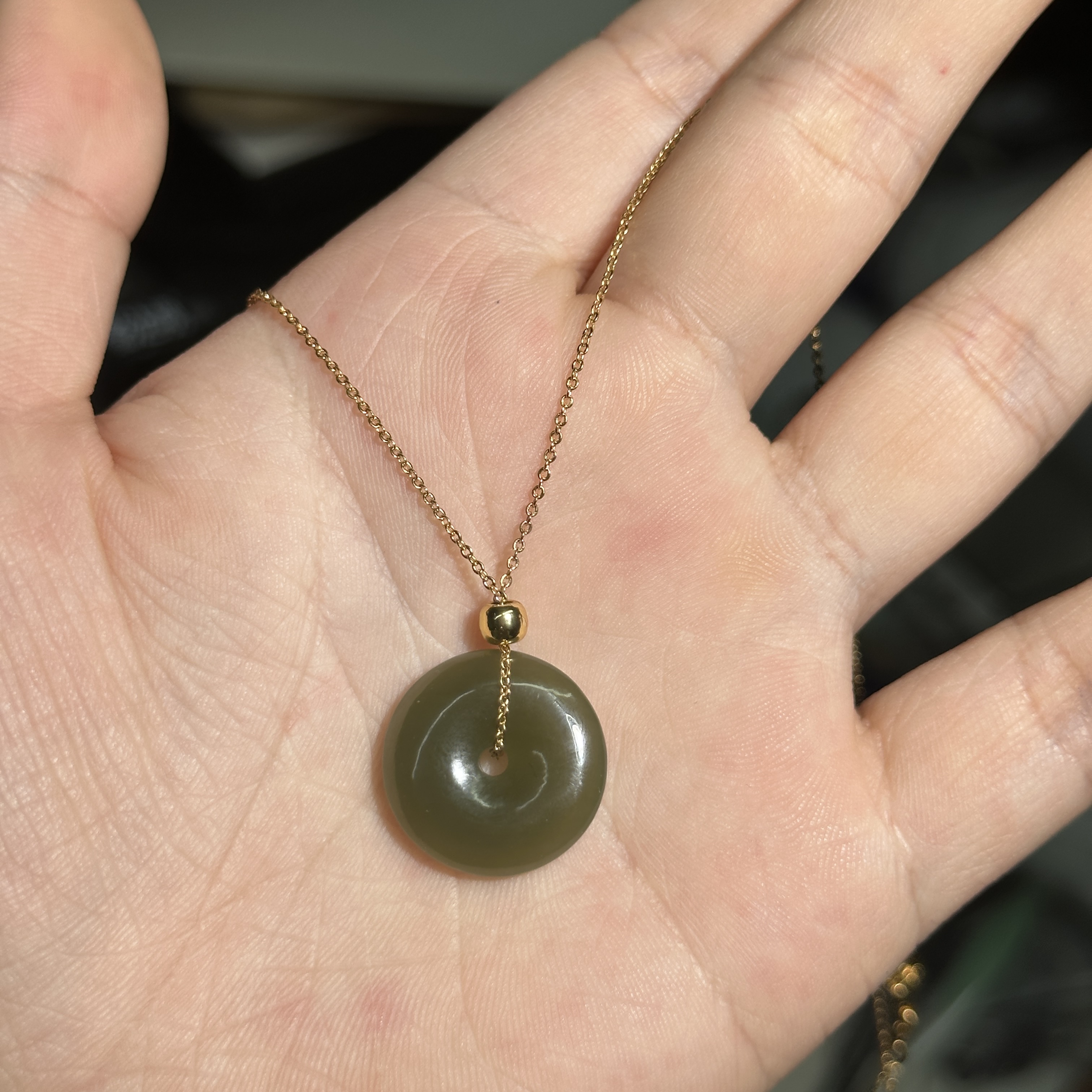 【L46】和田玉平安扣锁骨链多样性发其一