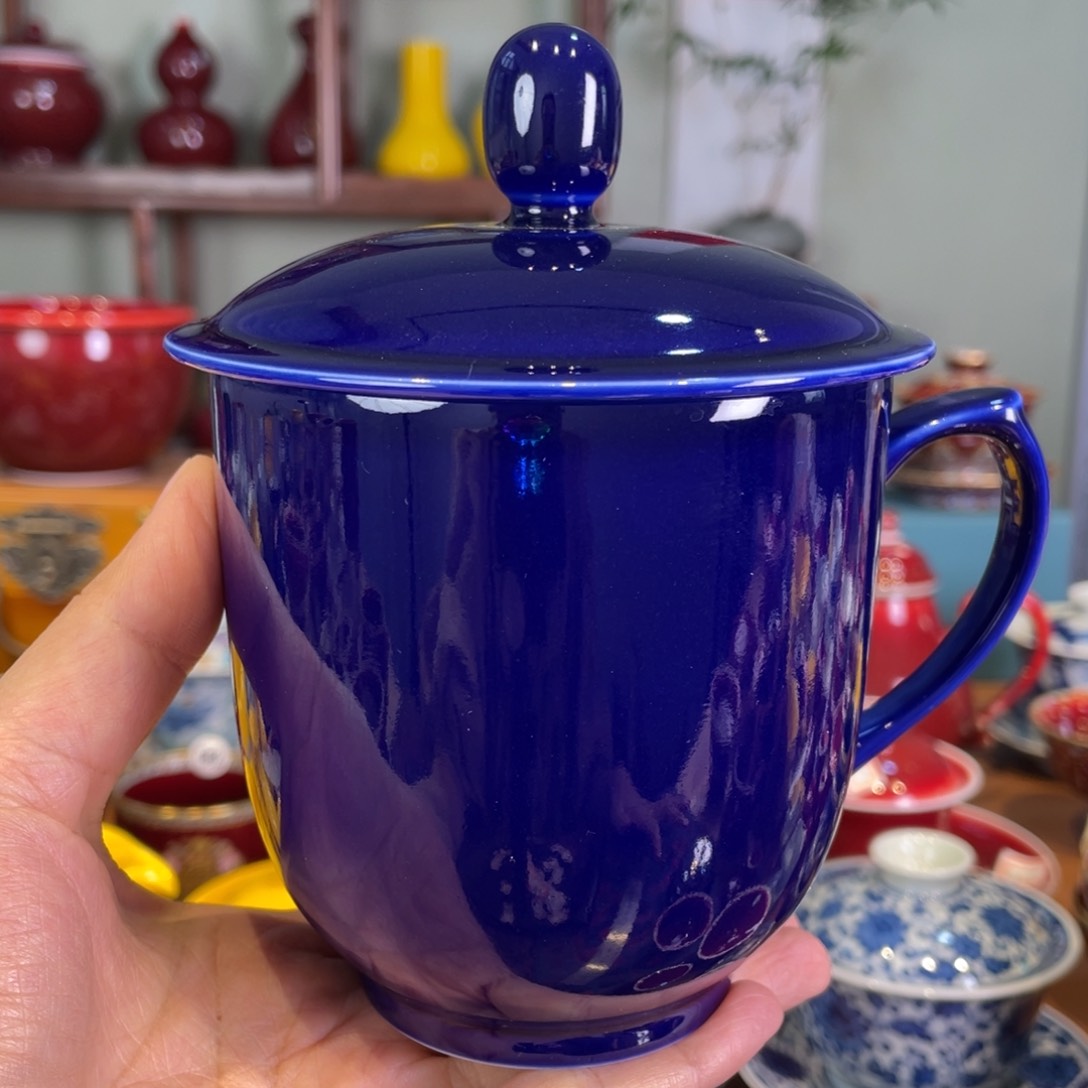 清欢雅玩原矿霁蓝办公杯