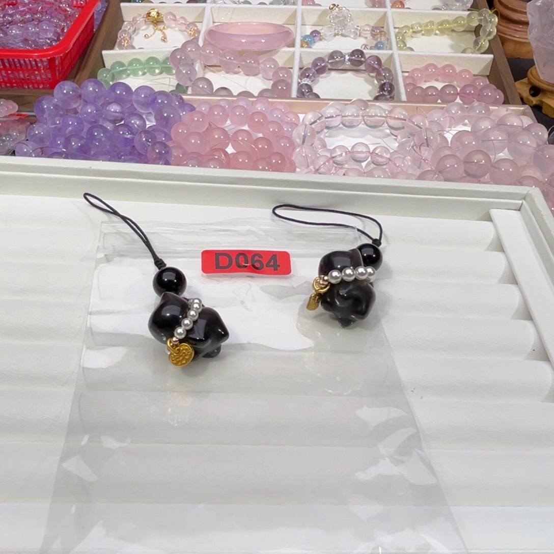 水晶手链未镶嵌银曜石猫咪（微瑕）