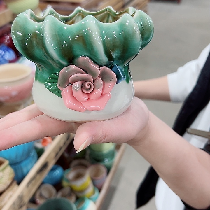 有孔.凑满10元发货多肉陶瓷花盆！