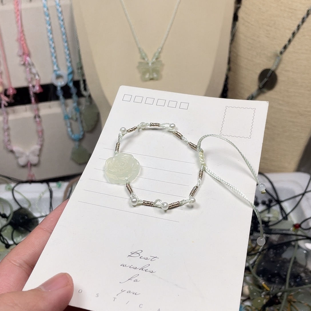 蛇纹石玉合金颈饰