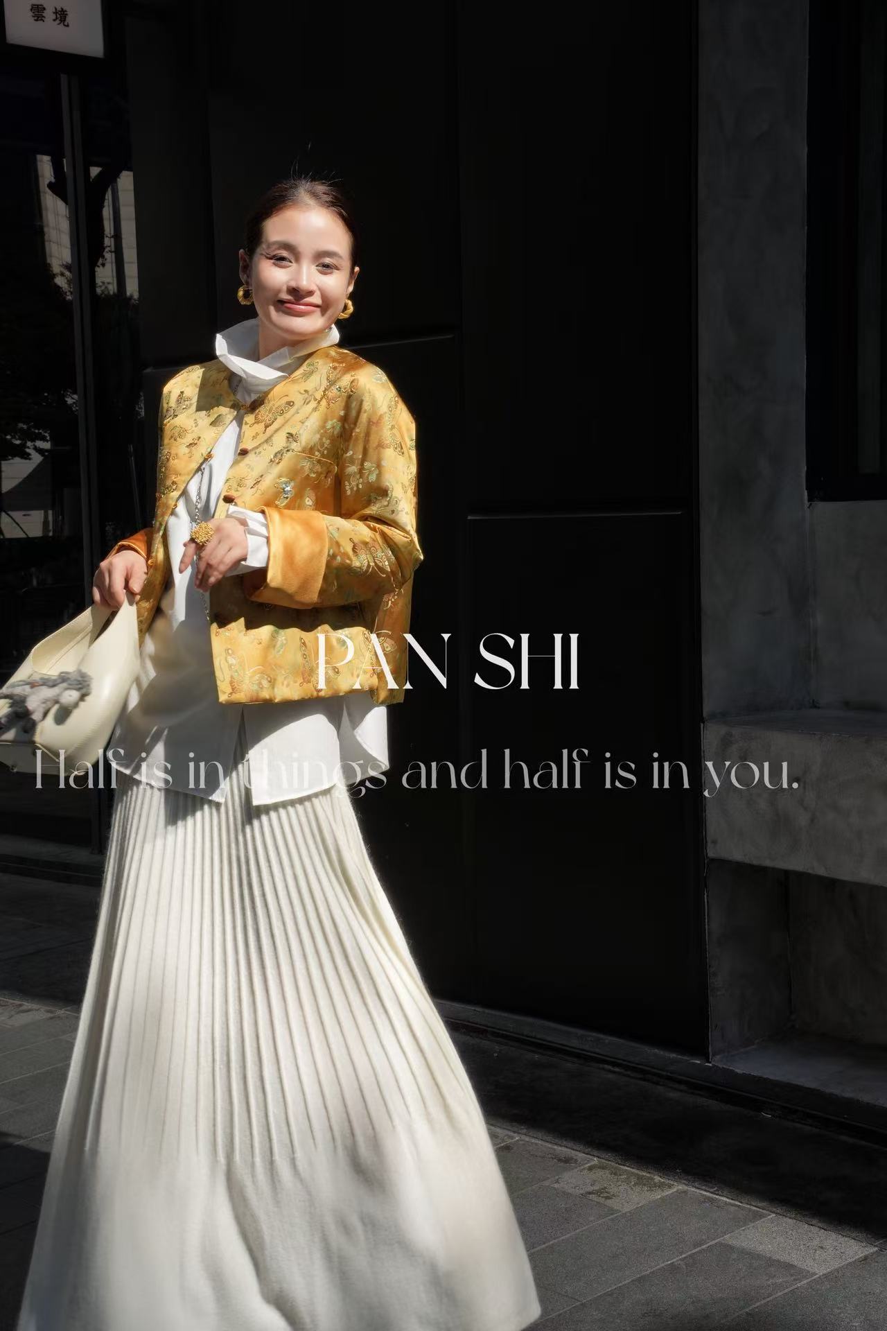 PANSHI【金蝶曳紫】原创设计高级感人丝流光亮片新中式羊毛棉衣外套