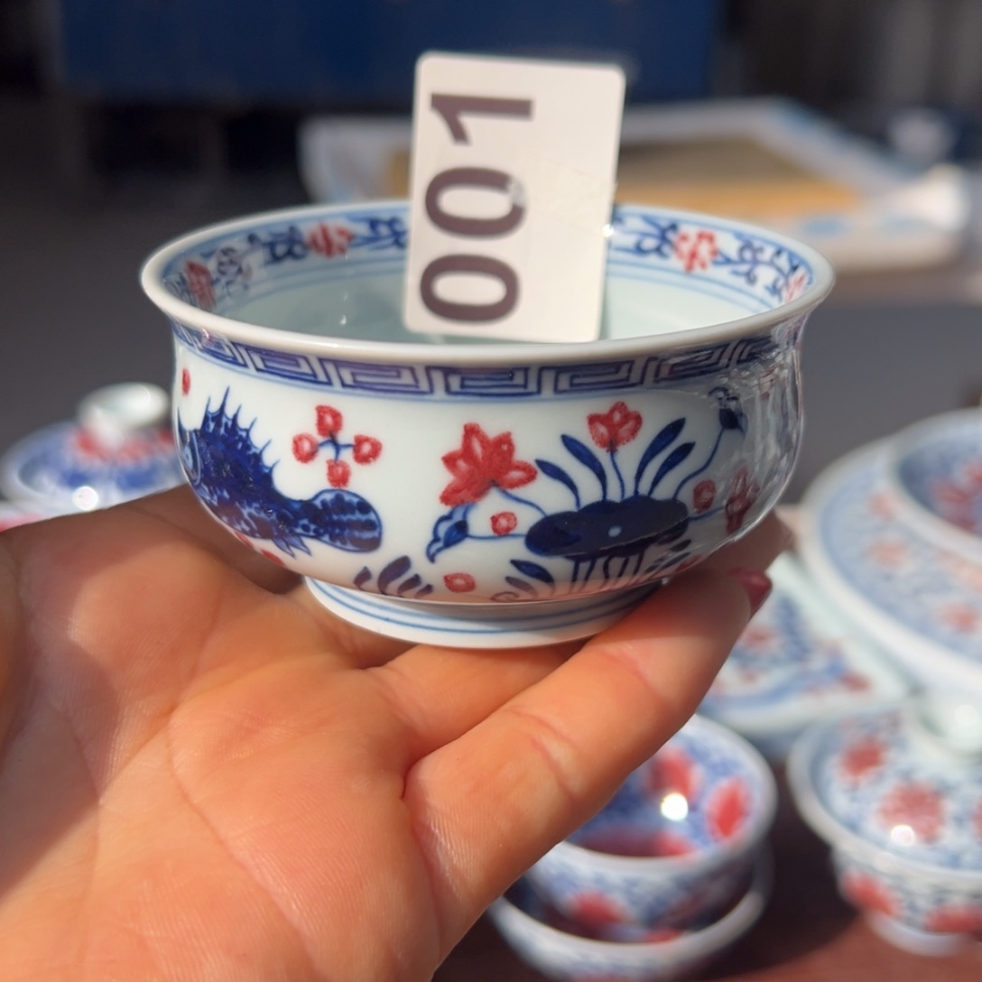 杯青花釉里红原矿