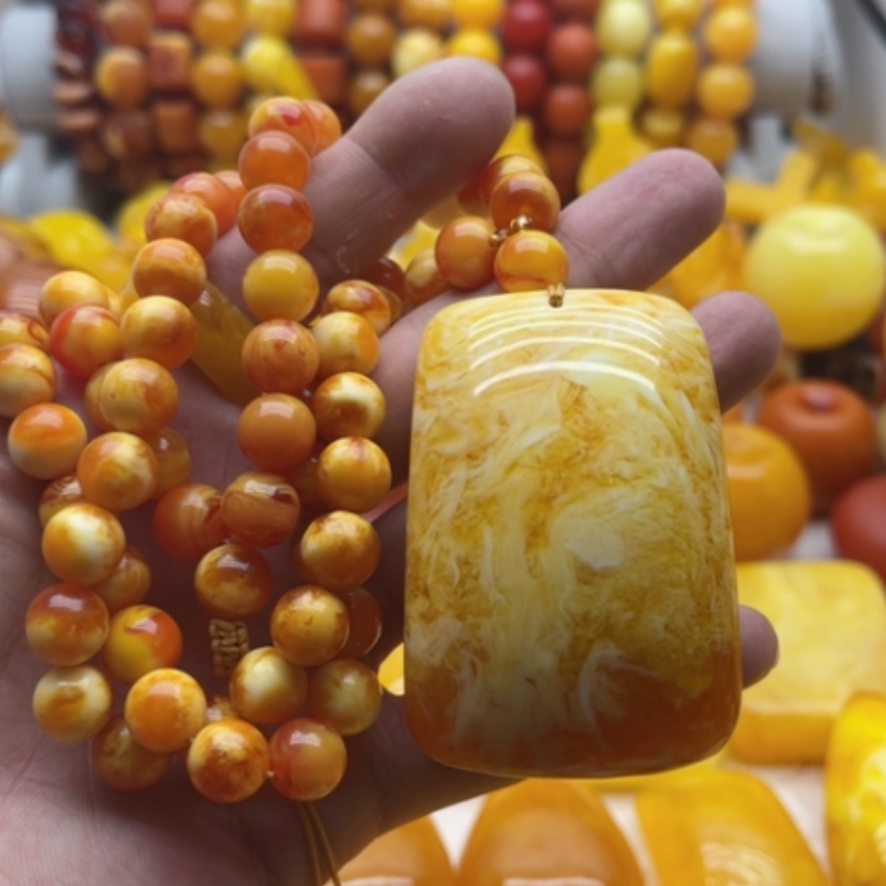 【闪购商品】琥珀颈饰未镶嵌吊坠毛衣链子