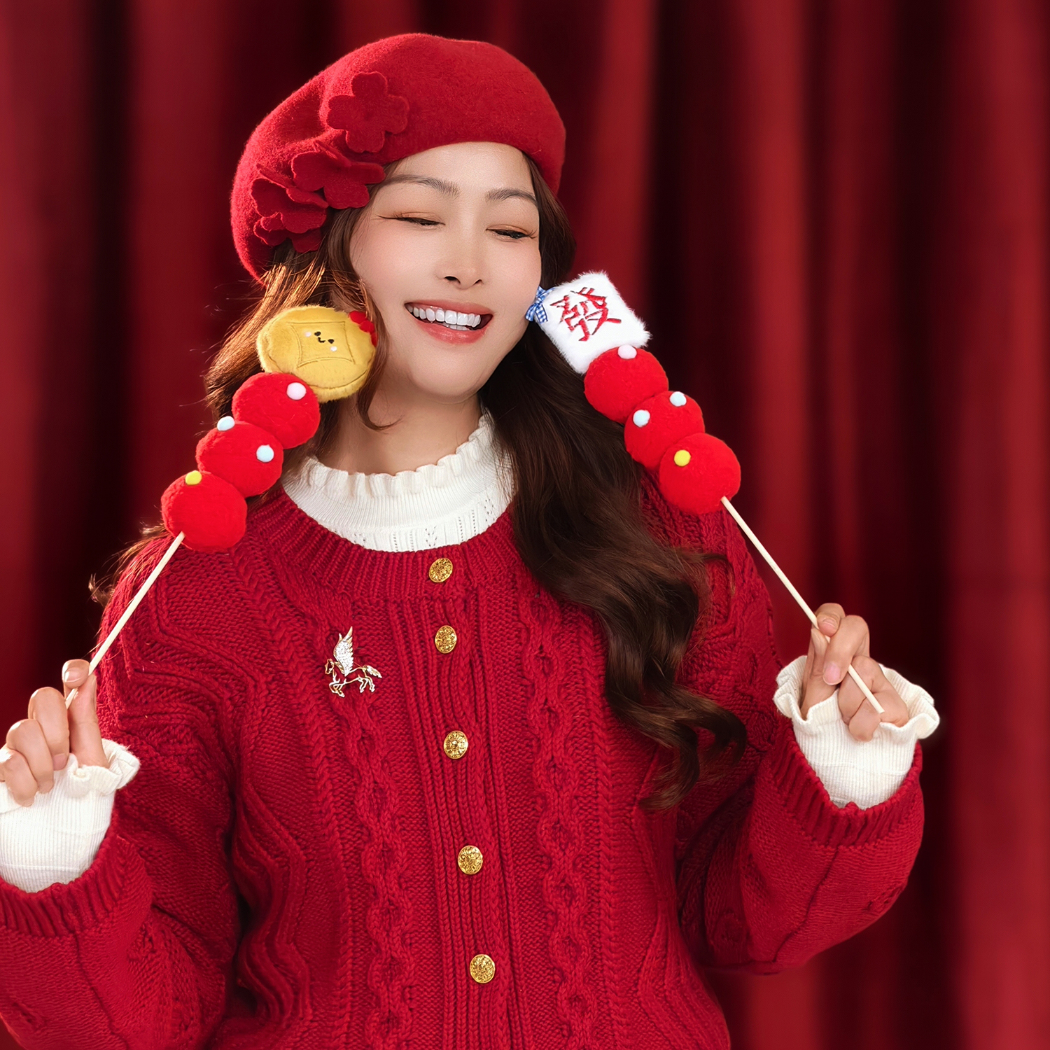 【2026马年拍照道具毛绒糖葫芦新年装饰品发财葫芦日用品】