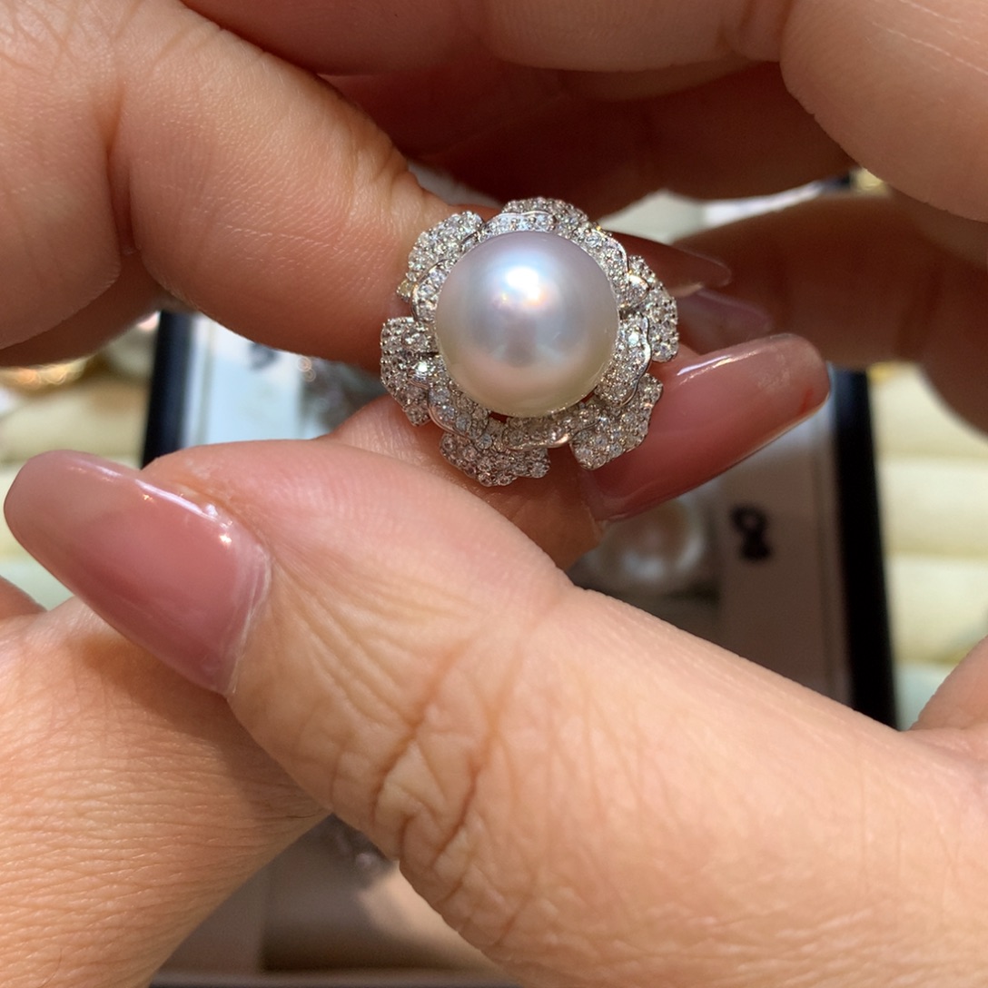 海水珍珠戒指银S925镶嵌