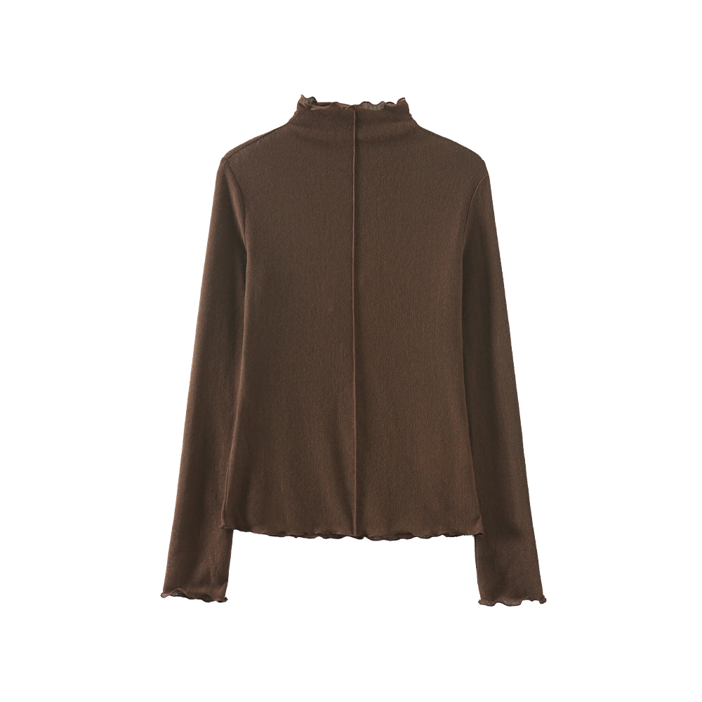 半高领木耳边打底衫修身显瘦内搭上衣5868965