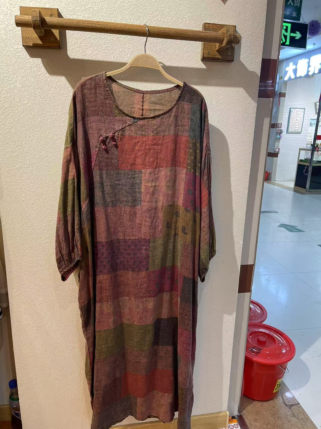 原厂设计师新款连衣裙女复古风亚麻宽松长裙长长禅意袍子