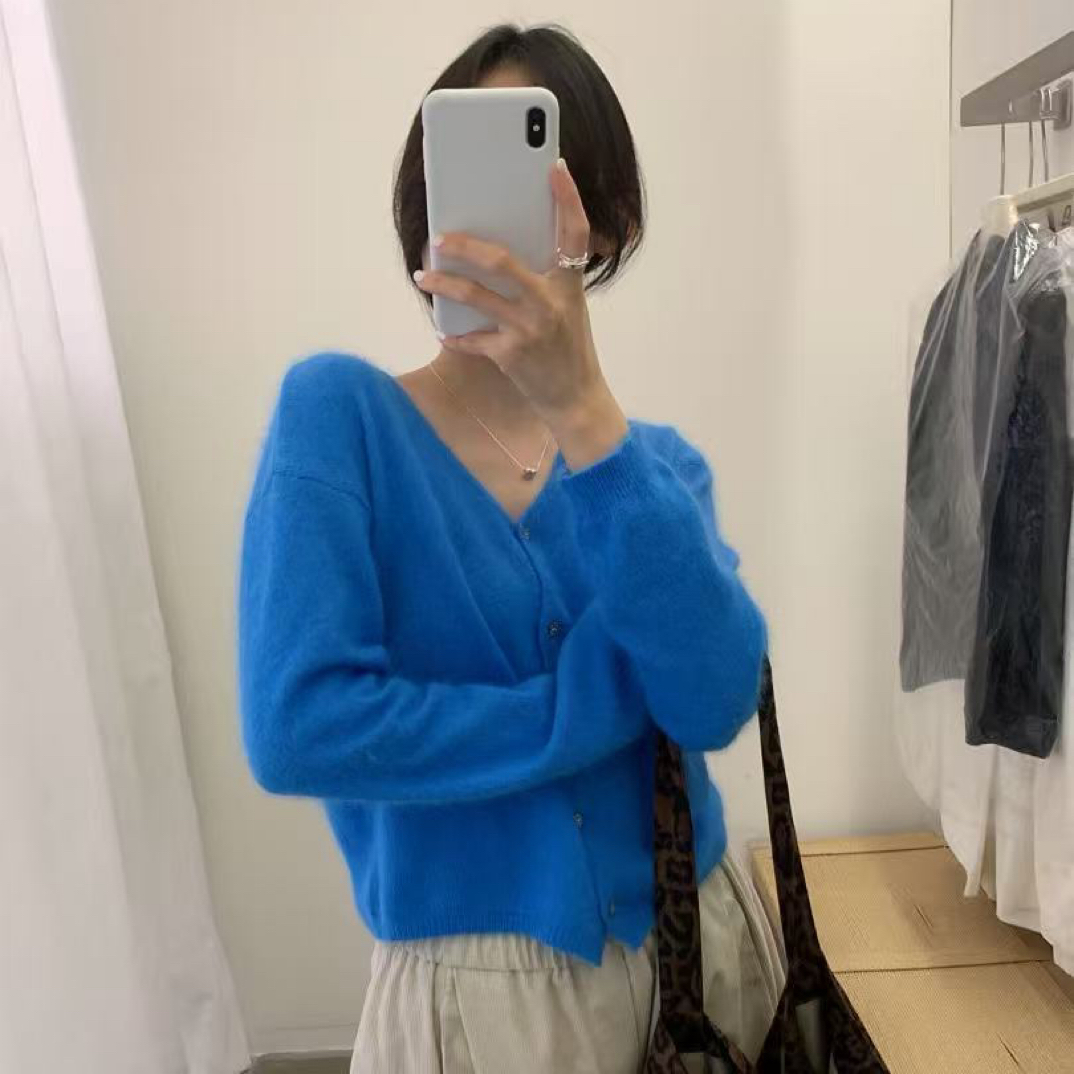 lovely@m3617 不要机洗！韩系简约百搭V领针织开衫 12-15