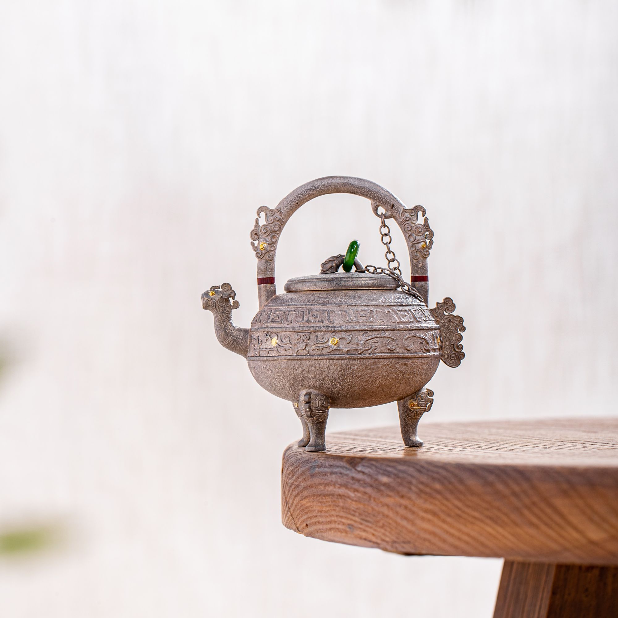 蜂鸟工坊 大师壶 三星堆隔热把单钮兽口三足提梁茶壶 SWA18161