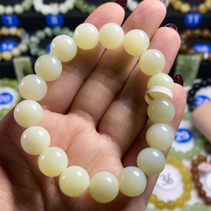 【闪购商品】蛇纹石玉手链未镶嵌卡12