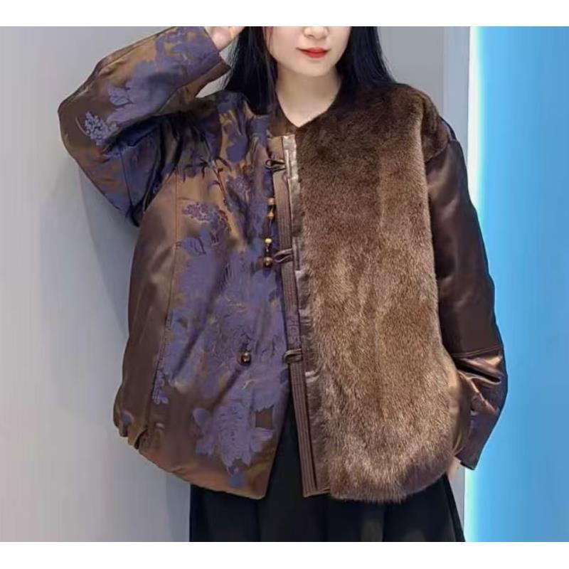 【暗金沉花】新中式高级感秋冬款保暖国风外套2025C8017—小白玫瑰仓