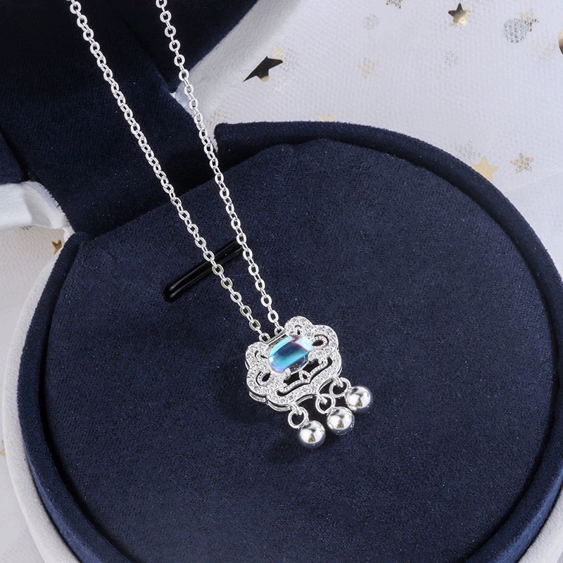 坠链均足银 【一套价】正品足银平安锁项链锁骨链时尚百搭送人礼物