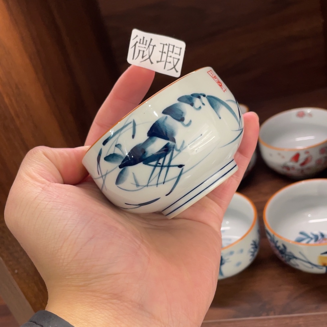 釉下手绘茶具微瑕