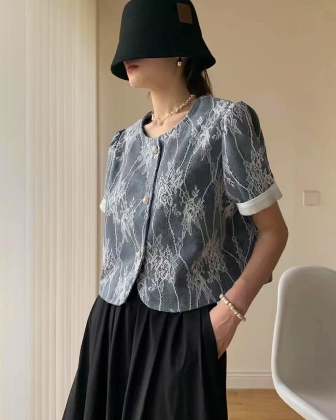 【高奢•左左】NN1282-时尚女装设计感小外套镂空小香风
