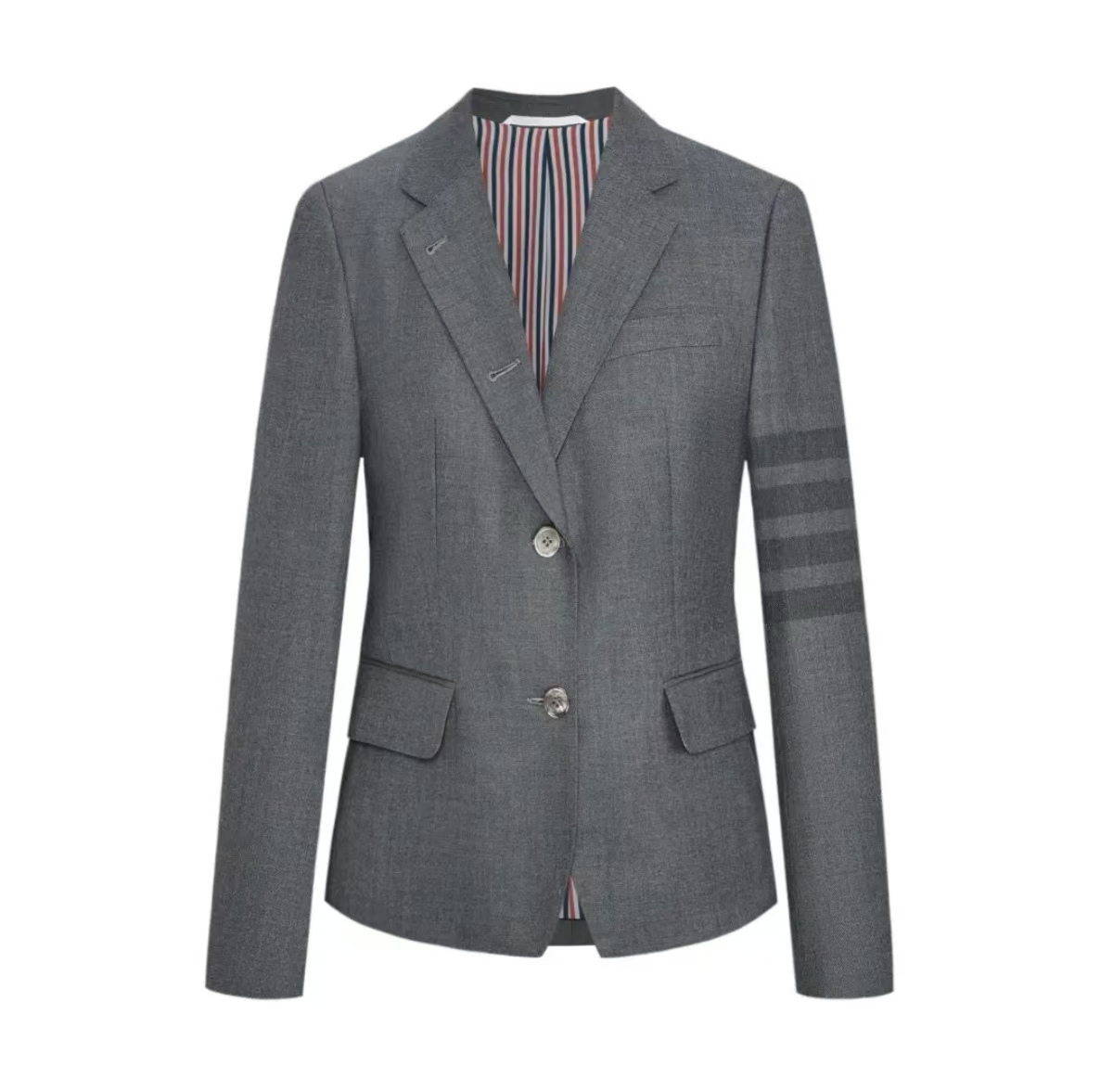 【夏夏特定】女款羊毛西服外套-色织四条纹-汤姆老师简约时尚百搭