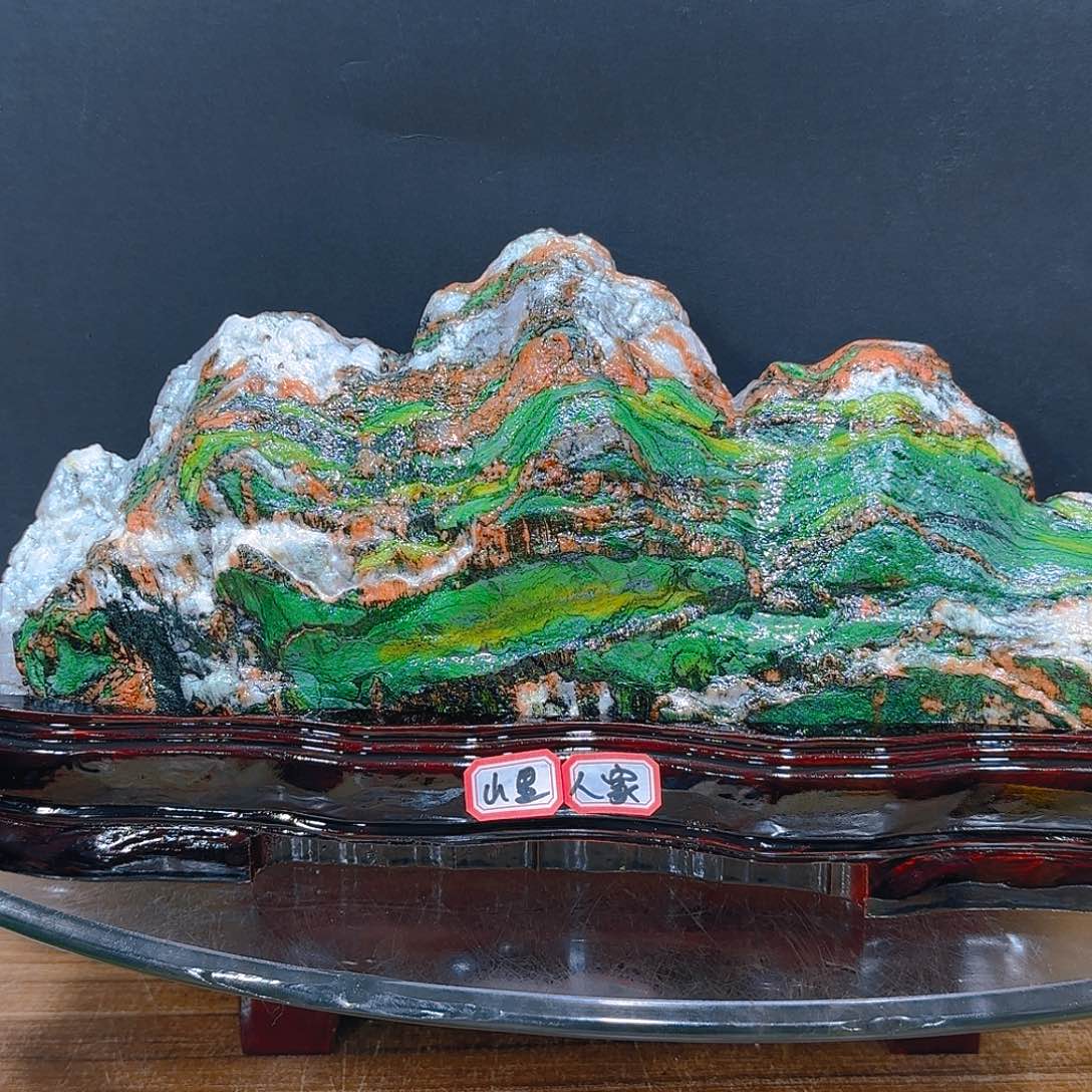 美****青海七彩石石头摆件