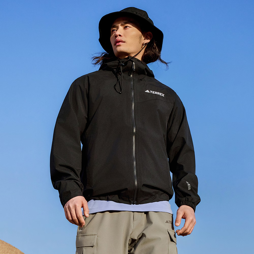 Adidas阿迪达斯TERREX男子户外防水透湿透汽运动连帽冲锋衣JN8804