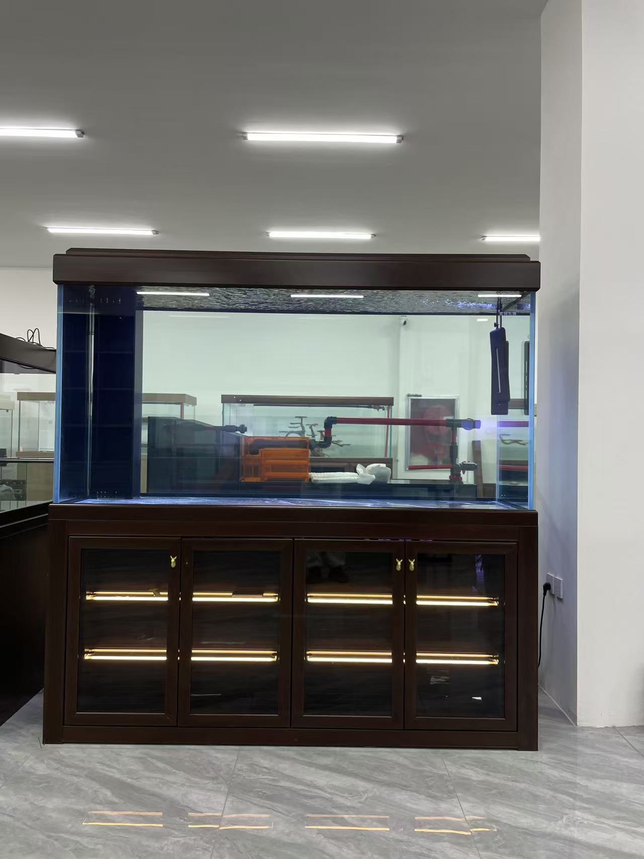 追逐酒柜紫檀色铝合金静音玄关靠墙底滤生态缸干湿分离超白玻璃