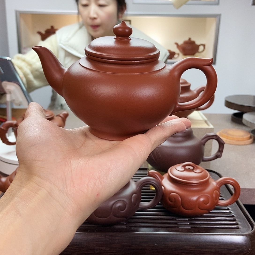 紫砂茶壶朱泥大笑樱300cc