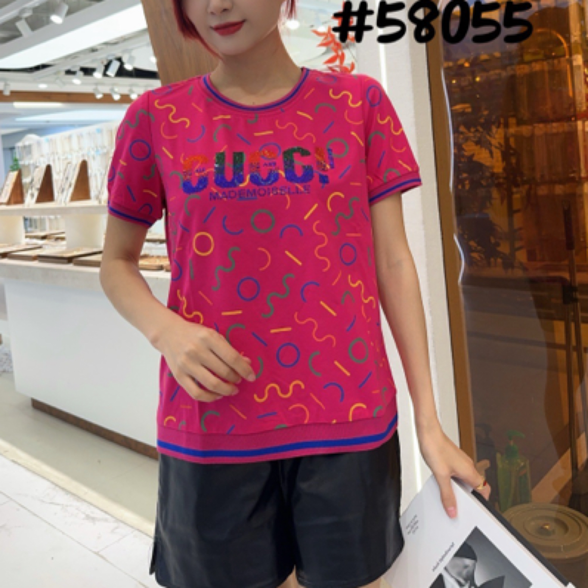 修身型圆领短袖T恤夏季时尚印花夏日休闲运动5855