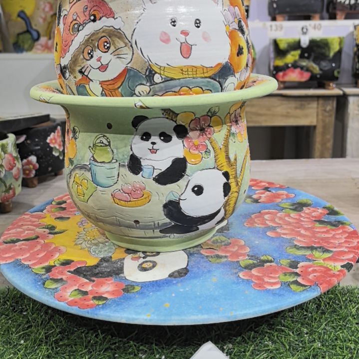 红泥花盆景德镇陶瓷