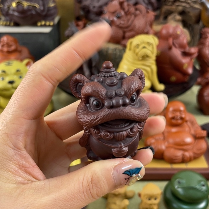 止***北紫砂茶宠紫砂狮子