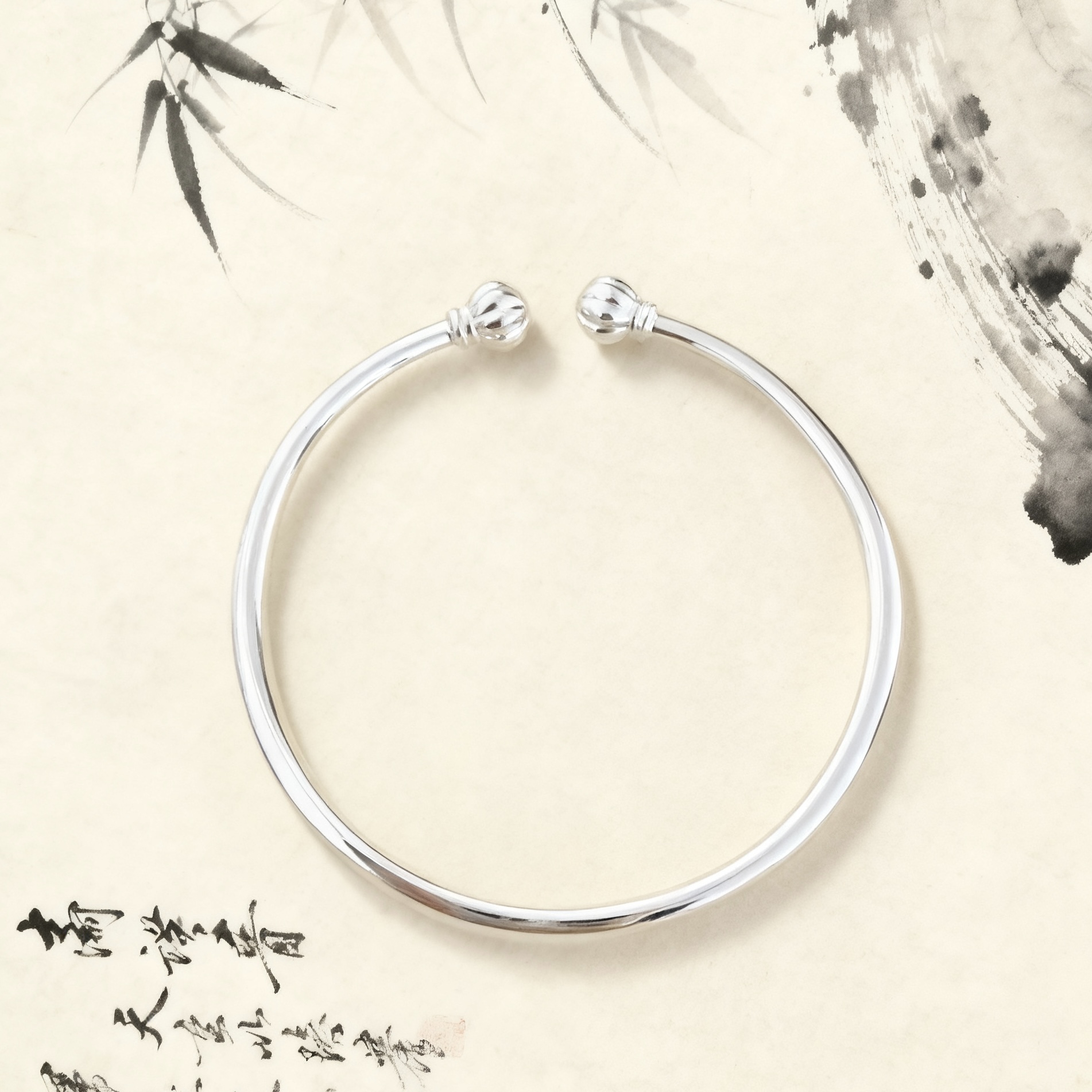 足银手镯 【南瓜开口镯】足银999亮面开口设计简约大气可调节气质