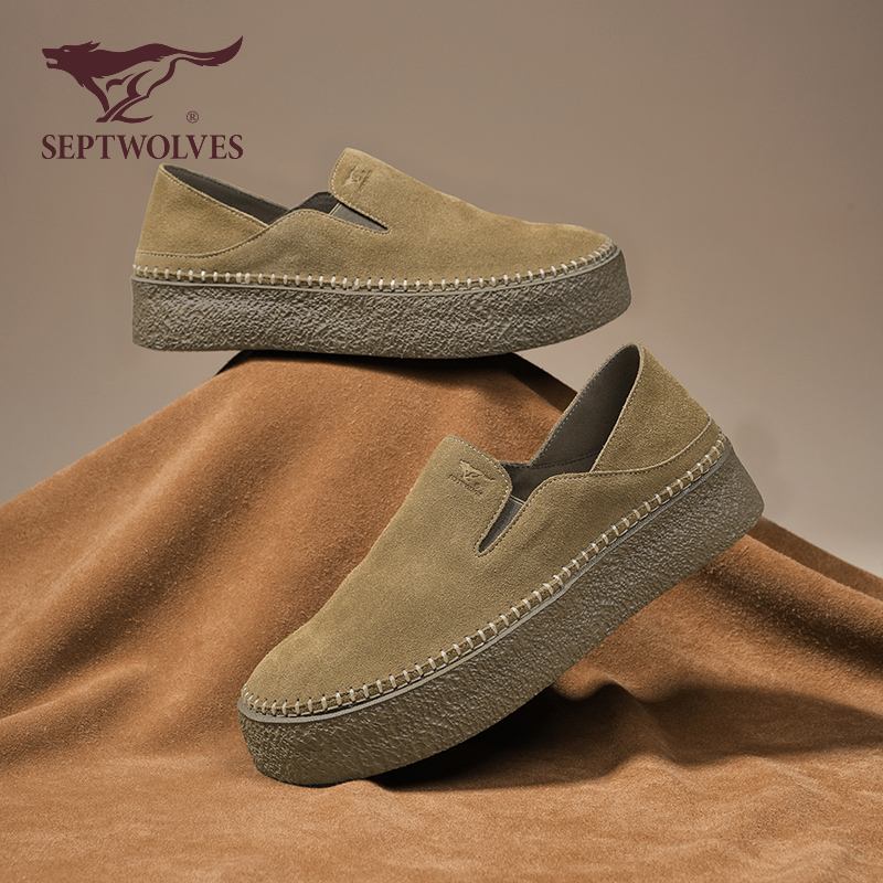 七匹狼男鞋2025秋季新款复古百搭勃肯鞋男士软底一脚蹬休闲豆豆鞋